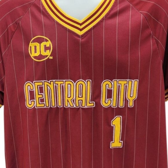 Boxlunch DC Comics Mens Large Jersey The Flash Central City Batting Bart Allen - Picture 3 of 10